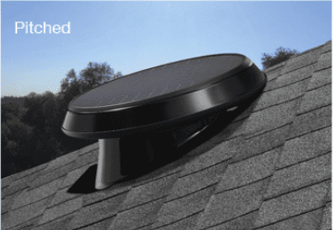 The pitched roof wall mount sits on a different angle to the grey roof.