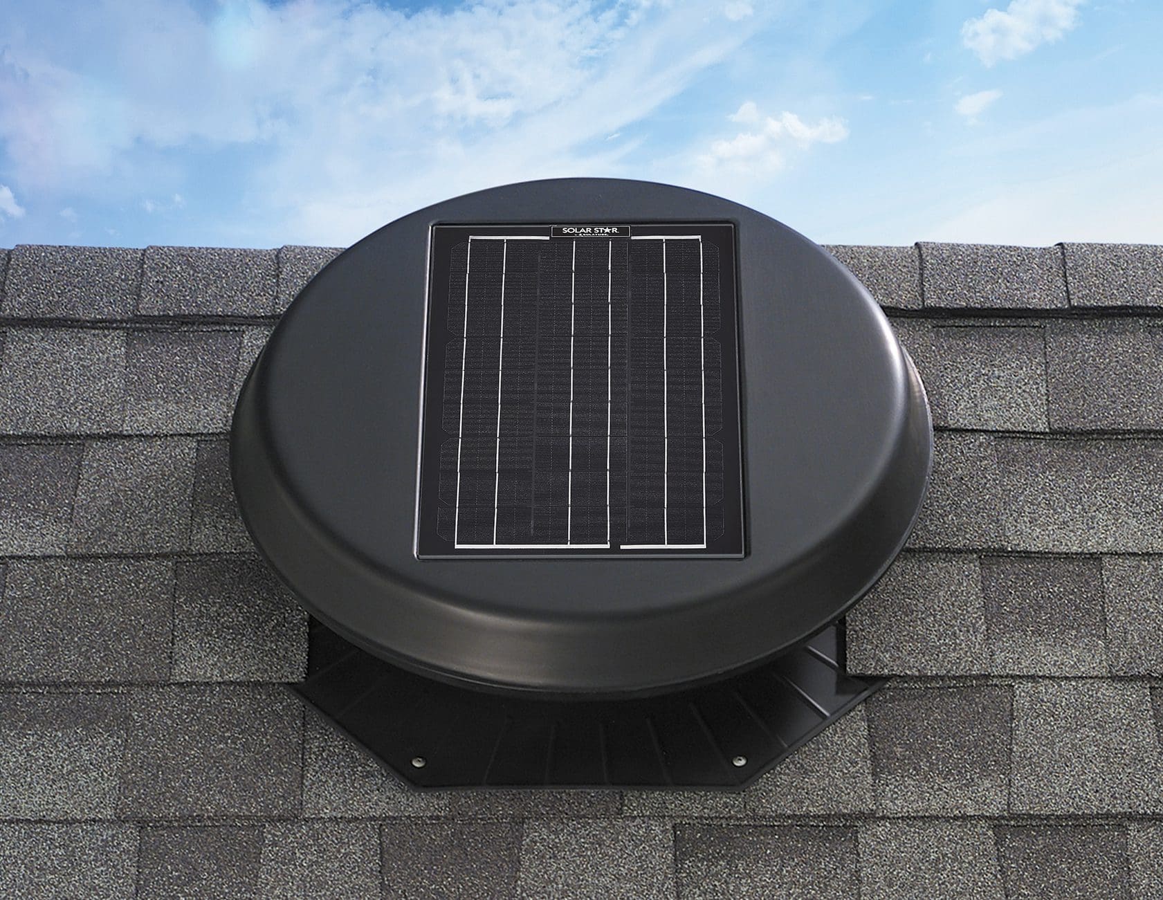 An image of the roof mount 1500 sat on a grey roof.